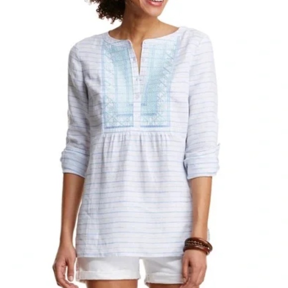 Vineyard Vines 100% Linen Popover Tunic Top - Picture 1 of 10